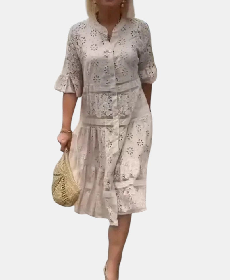 Cherylann™ | Blomstrete Midi Kjole