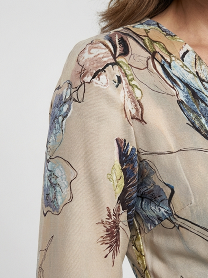 Margaret | Maxikjole med trekvart ermer og blomsterprint
