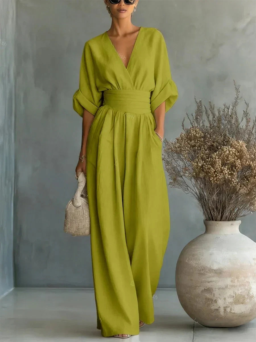 ESSENSIELL - Elegant V-hals Høy Midje Jumpsuit