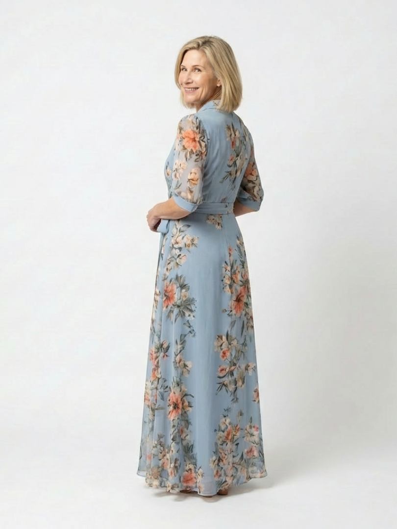 Elowen | Blomster Wrap V-Hals Maxi Kjole