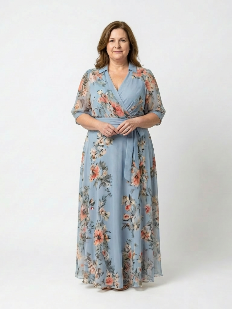 Elowen | Blomster Wrap V-Hals Maxi Kjole