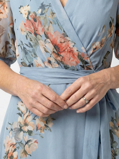 Elowen | Blomster Wrap V-Hals Maxi Kjole